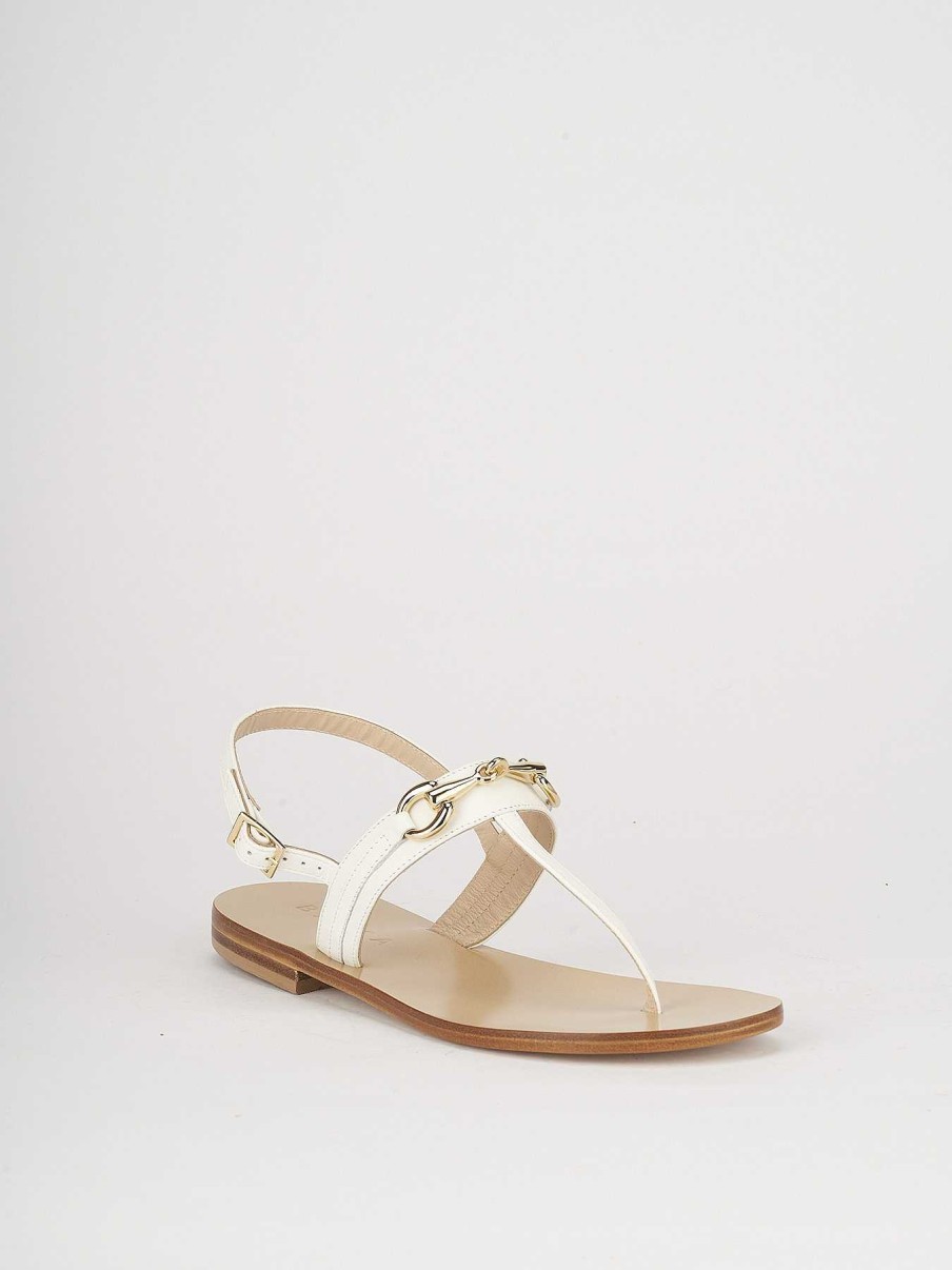 Mujer Barca | Sandalias Tacon Bajo Tacon 1 Cm Piel Blanca