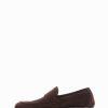 Hombre Barca | Mocasin Tacon 1 Cm Gamuza Marron Oscuro