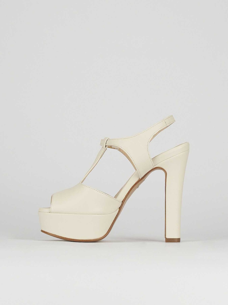 Mujer Barca | Sandalias De Tacon Tacon 10 Cm Piel Beige