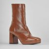 Mujer Barca | Botines Tacon Tacon 8 Cm Piel Marron