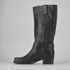 Mujer Barca | Botas Tacon Bajo Tacon 4 Cm Piel Negra