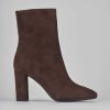 Mujer Barca | Botines Tacon Tacon 9 Cm Ante Marron Oscuro