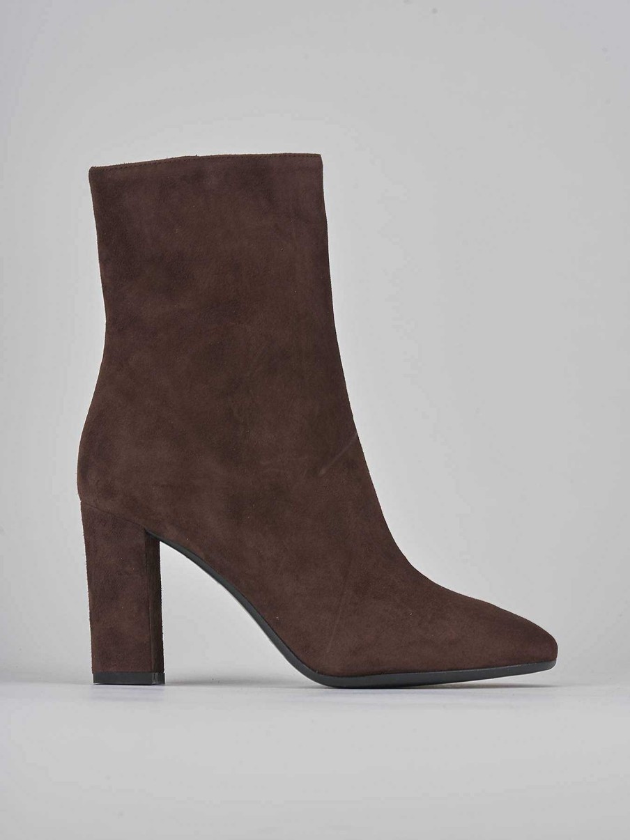 Mujer Barca | Botines Tacon Tacon 9 Cm Ante Marron Oscuro