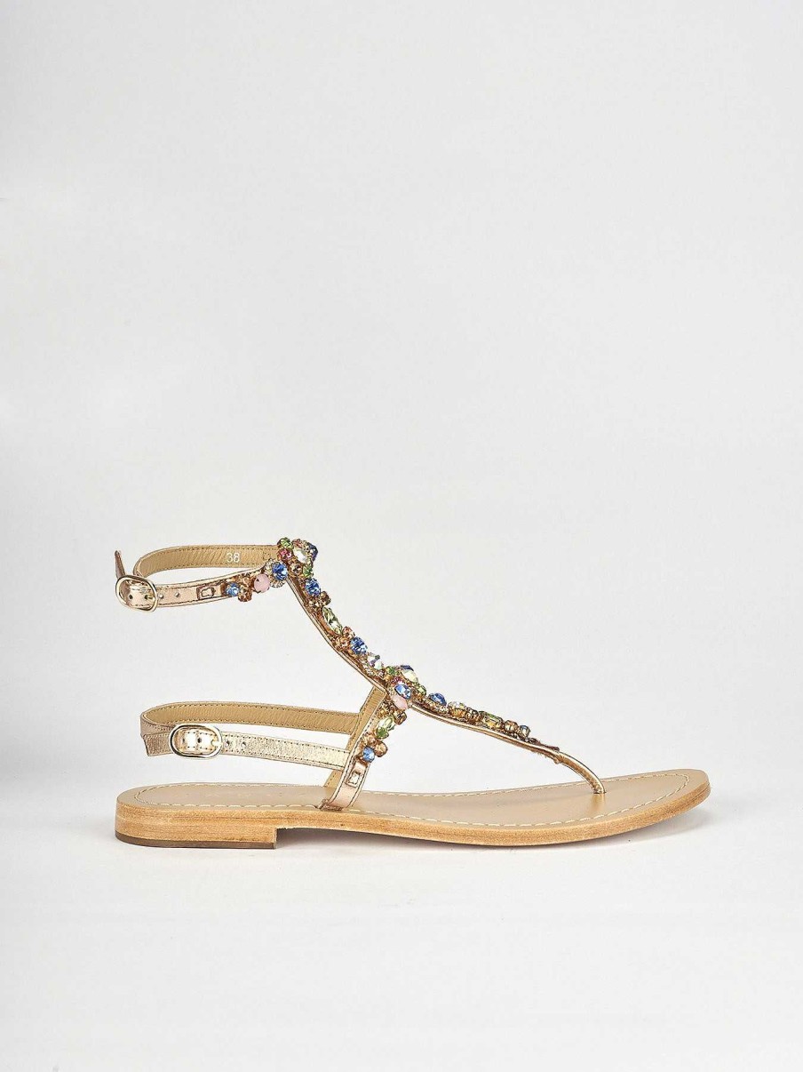 Mujer Barca | Sandalias Tacon Bajo Tacon 1 Cm Piel Bronce