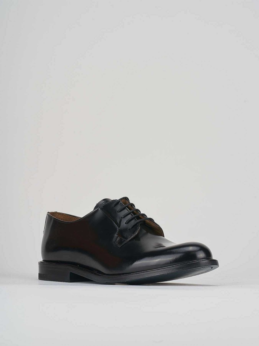 Hombre Barca | Zapatos Con Cordones Tacon 2 Cm Piel Negro