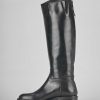 Mujer Barca | Botas Tacon Bajo Tacon 2 Cm Piel Negra