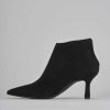 Mujer Barca | Botines De Tacon Alto Tacon 7 Cm Ante Negro