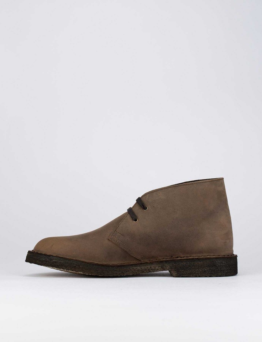 Hombre Barca | Botines Tacon 2 Cm Piel Marron Oscuro