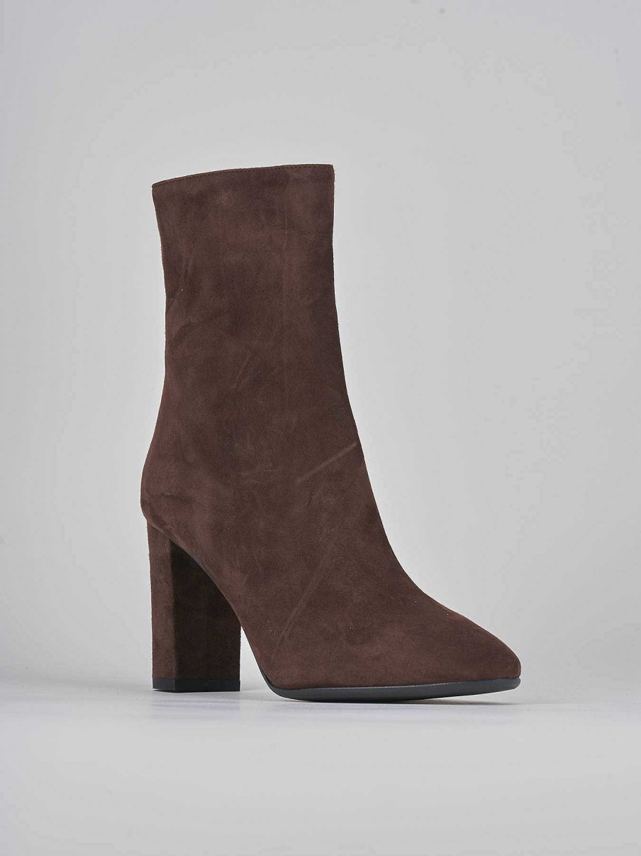 Mujer Barca | Botines Tacon Tacon 9 Cm Ante Marron Oscuro