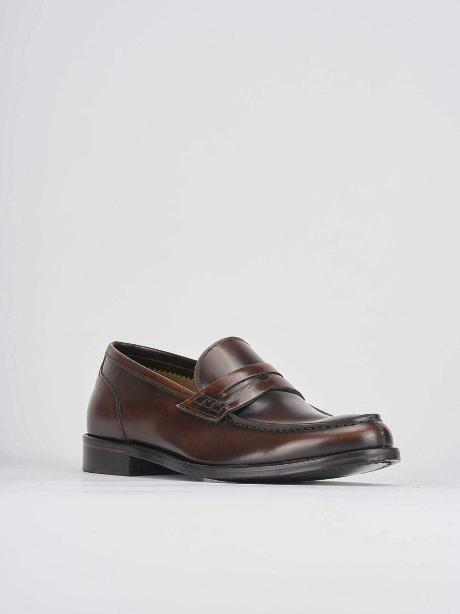 Hombre Barca | Mocasines Tacon 1 Cm Piel Marron Oscuro