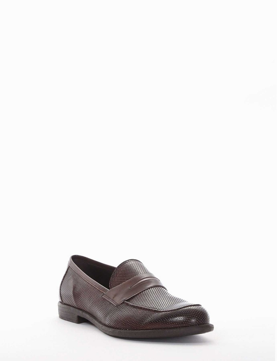 Hombre Barca | Mocasines Tacon 2 Cm Piel Marron Oscuro