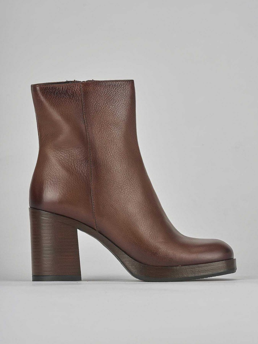 Mujer Barca | Botines Tacon Tacon 8 Cm Piel Marron