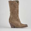 Mujer Barca | Botines De Tacon Alto Tacon 5 Cm Ante Beige