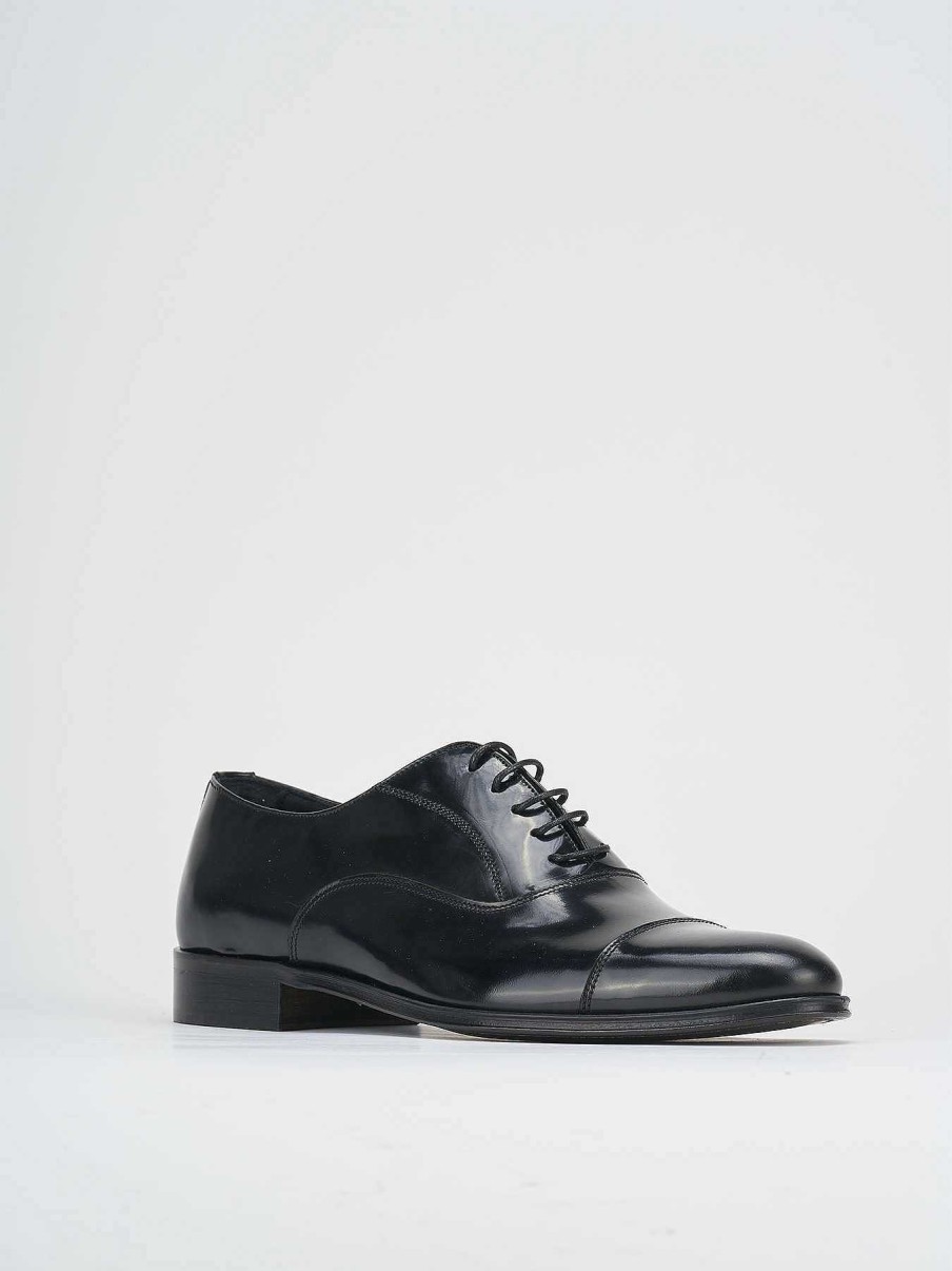 Hombre Barca | Zapatos Con Cordones Tacon 1 Cm Piel Negro