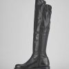 Mujer Barca | Botas Tacon Bajo Tacon 2 Cm Piel Negra