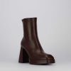 Mujer Barca | Botines Tacon Tacon 9 Cm Piel Marron Oscuro