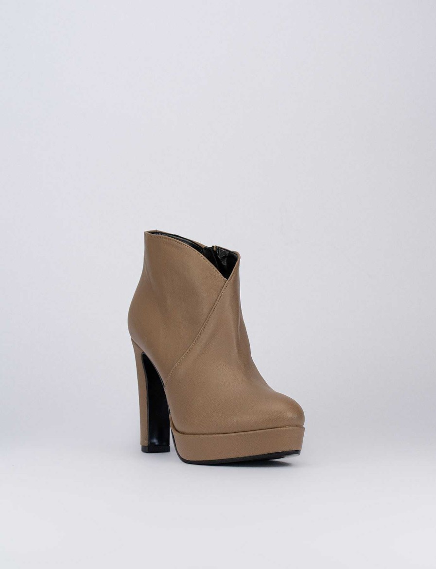 Mujer Barca | Botines Tacon Tacon 10 Cm Piel Beige