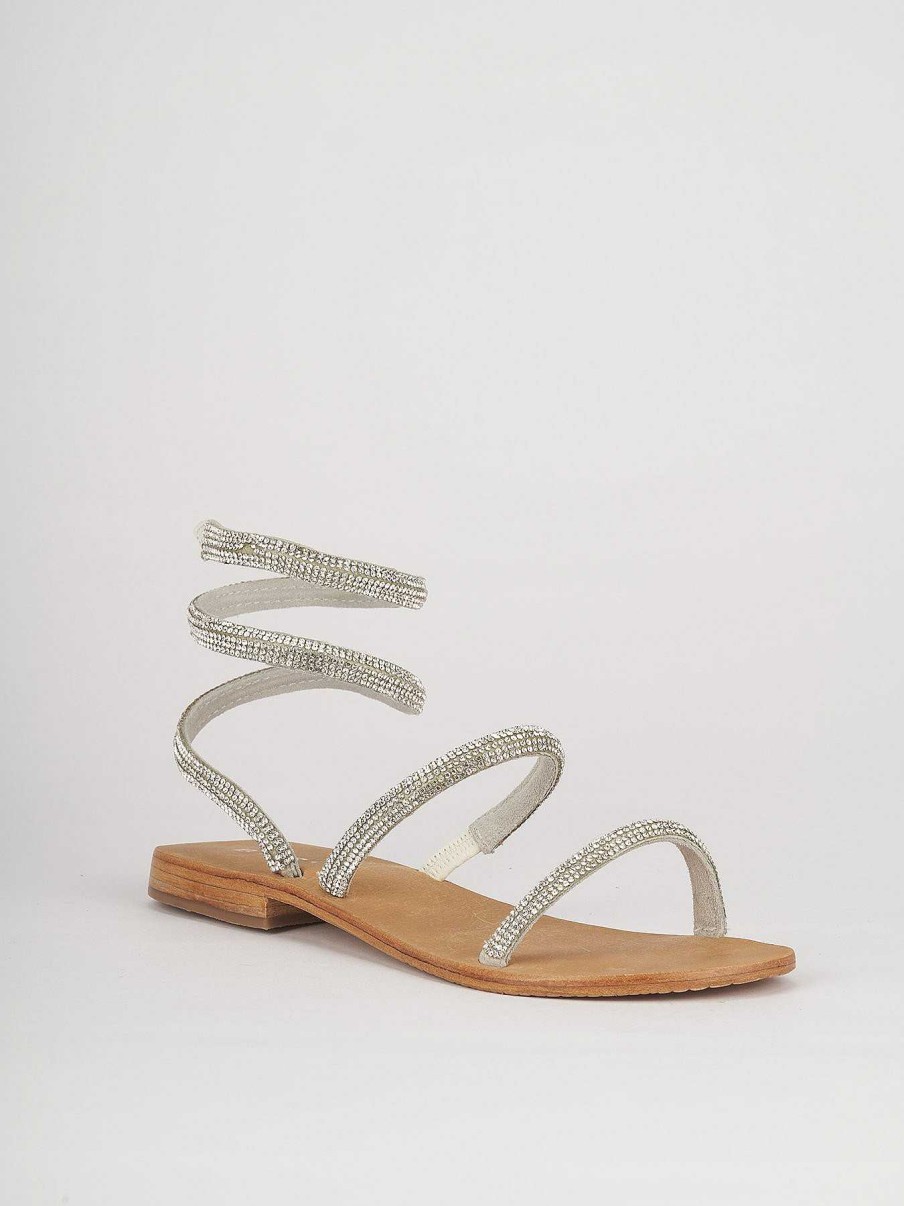 Mujer Barca | Sandalias Tacon Bajo Tacon 1 Cm Piel Blanca