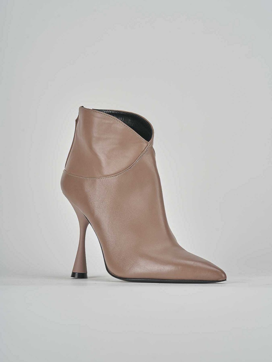 Mujer Barca | Botines Tacon Tacon 10 Cm Piel Beige