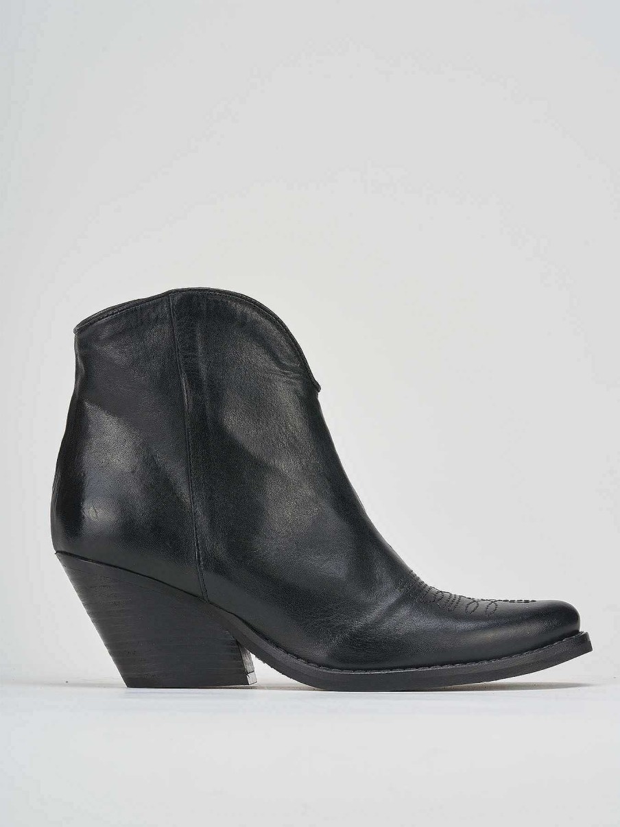 Mujer Barca | Botines Tacon Tacon 6 Cm Piel Negro