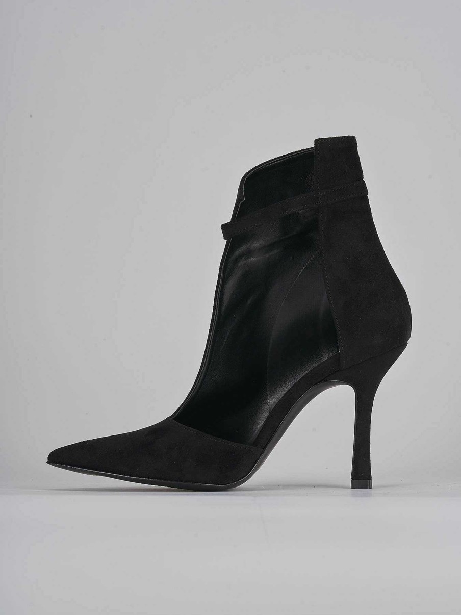 Mujer Barca | Botines Tacon Tacon 9 Cm Ante Negro