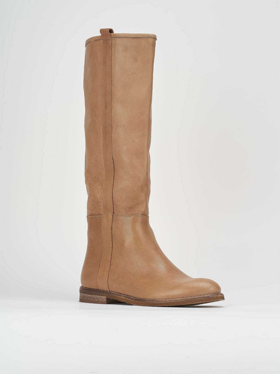 Mujer Barca | Botas Tacon Bajo Tacon 1 Cm Piel Marron