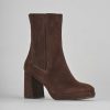 Mujer Barca | Botines Tacon Tacon 8 Cm Ante Marron Oscuro