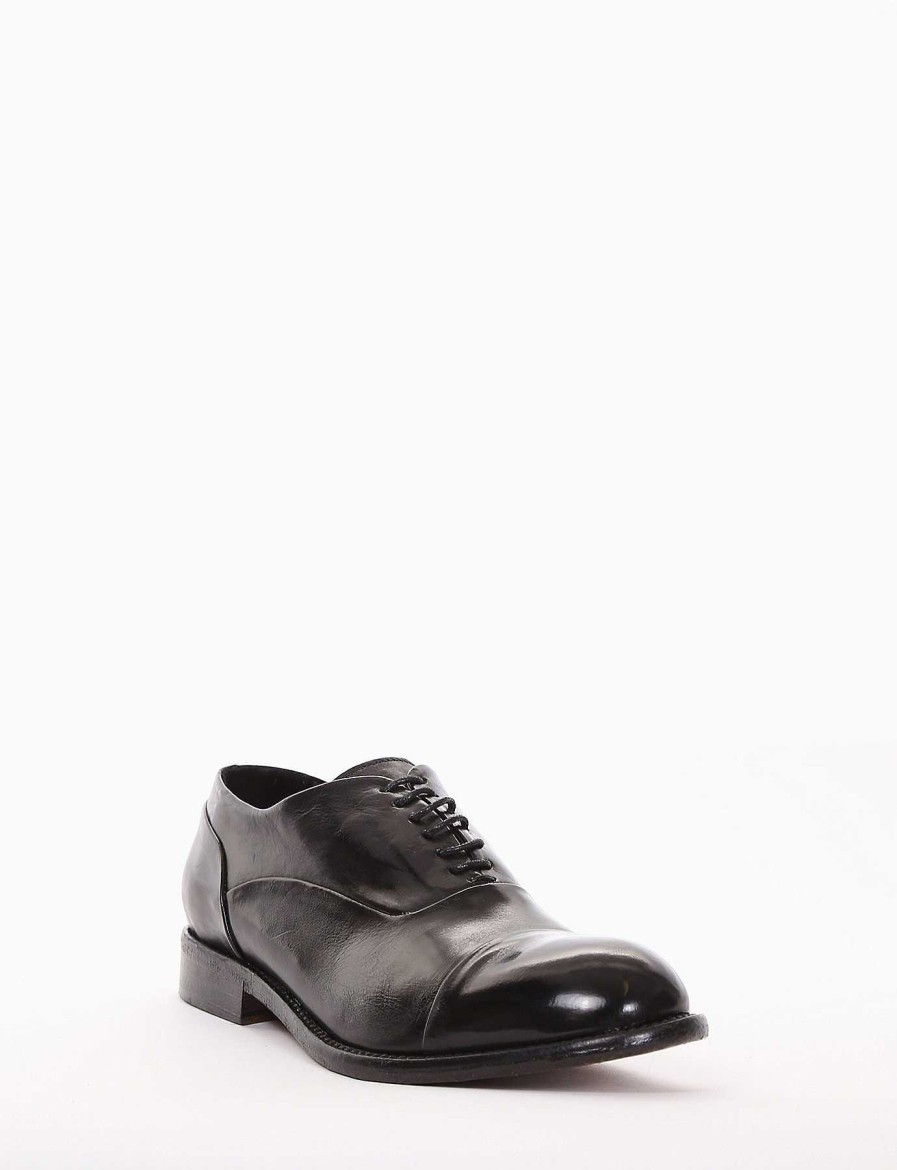 Hombre Barca | Zapatos Con Cordones Tacon 2 Cm Piel Negro