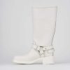 Mujer Barca | Botas Tacon Bajo Tacon 4 Cm Piel Blanca