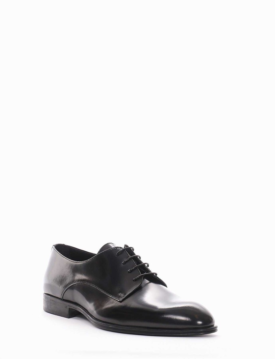 Hombre Barca | Zapatos Con Cordones Tacon 2 Cm Negro Cepillado