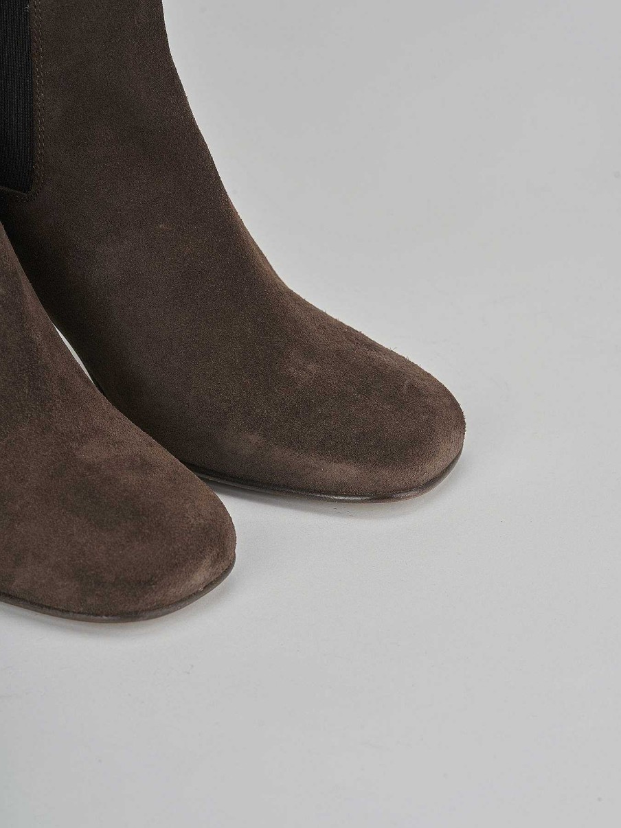 Mujer Barca | Botines Tacon Tacon 7 Cm Ante Marron Oscuro