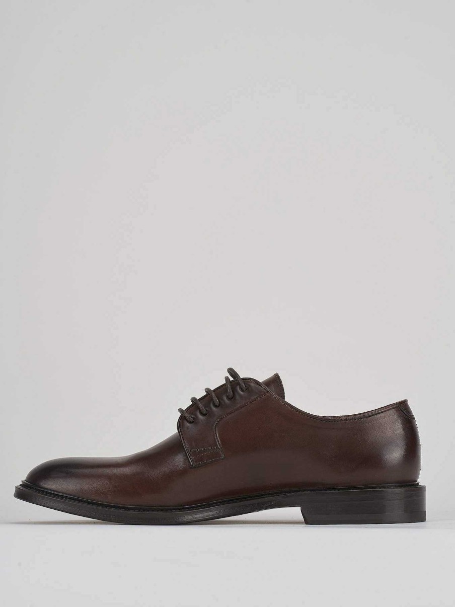 Hombre Barca | Zapatos Con Cordones Tacon 1 Cm Piel Marron Oscuro