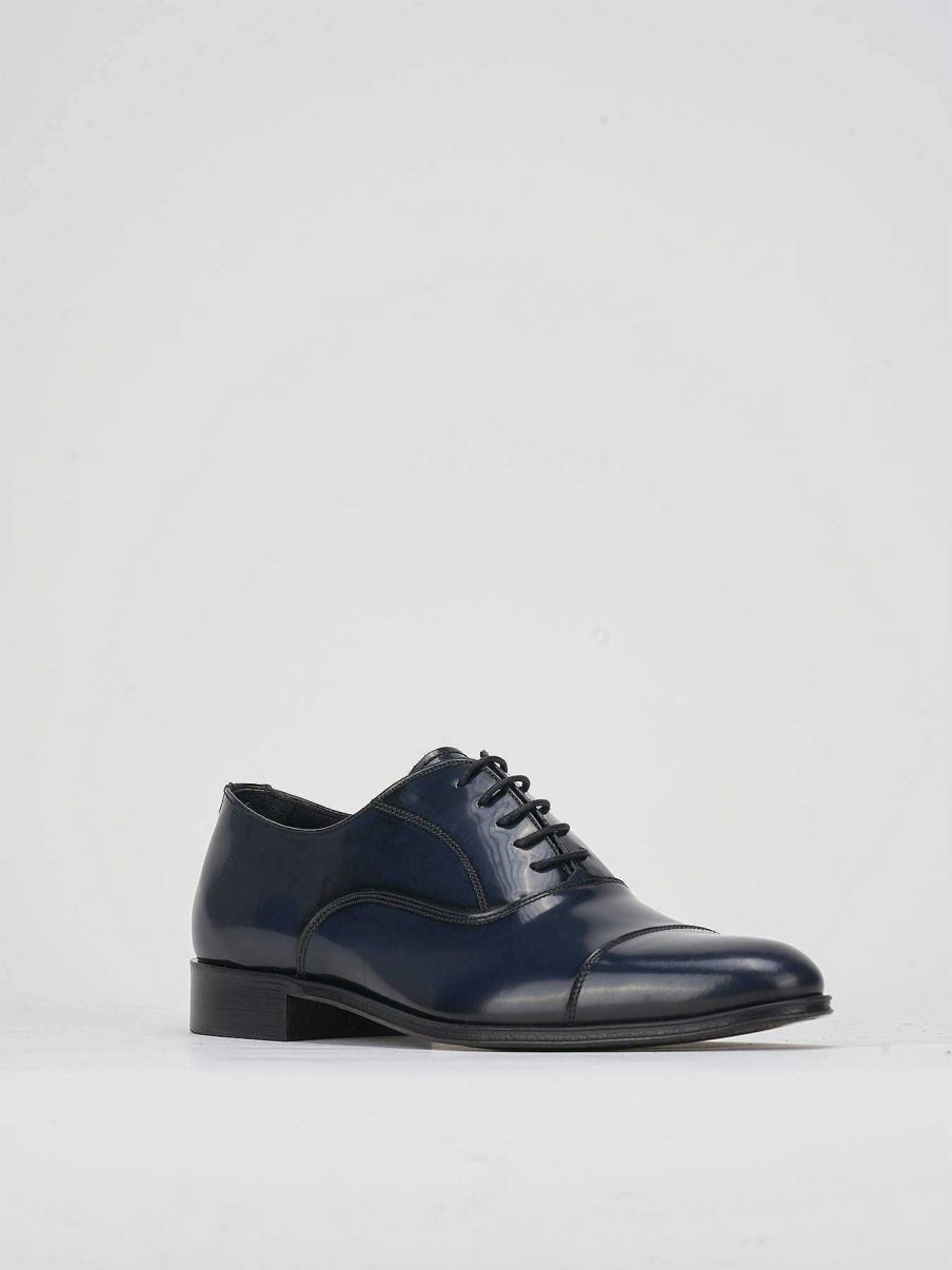 Hombre Barca | Zapatos Con Cordones Tacon 1 Cm Piel Azul