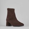 Mujer Barca | Botines Tacon Tacon 6 Cm Ante Marron Oscuro