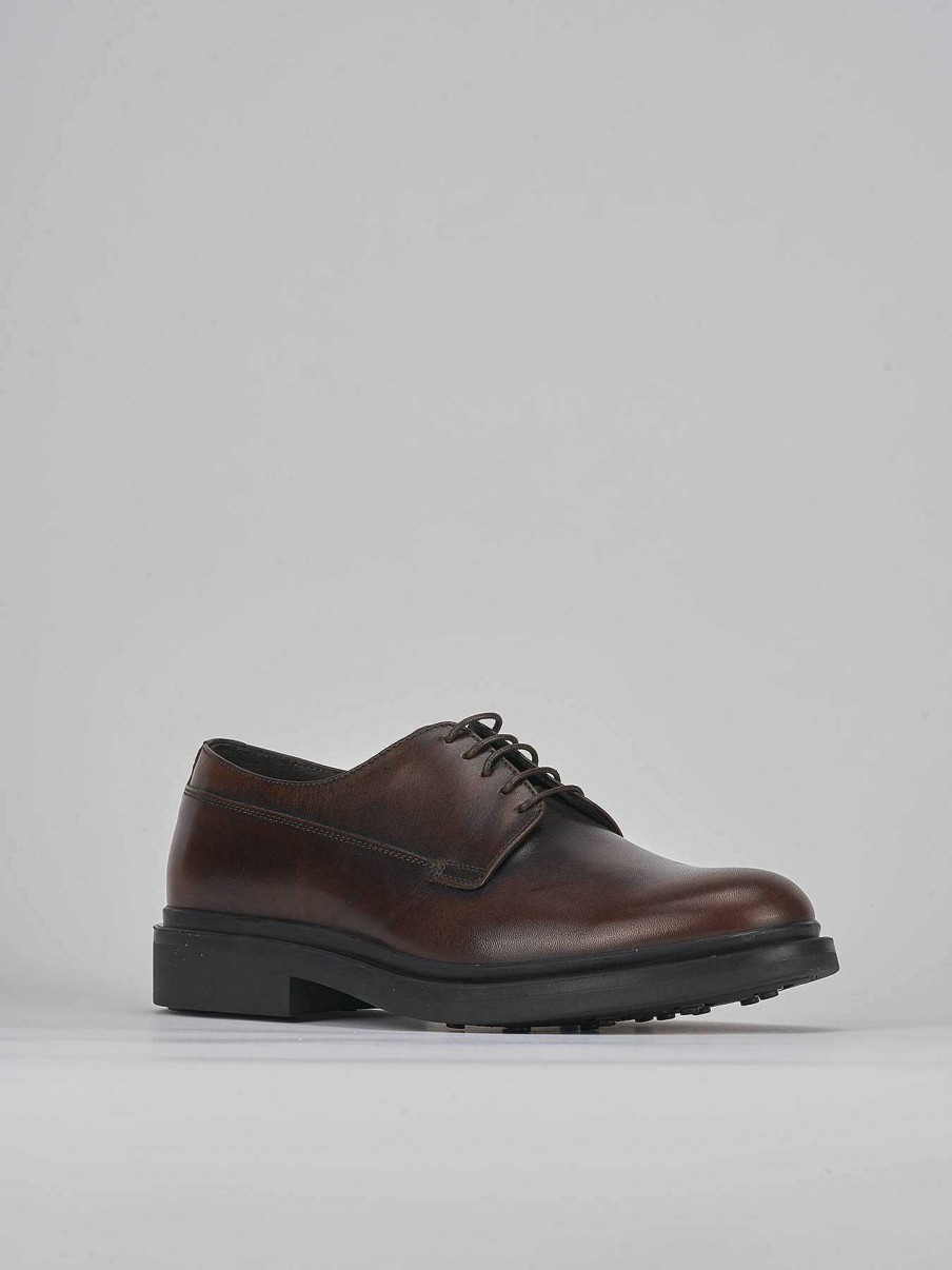 Hombre Barca | Zapatos Con Cordones Piel Marron Oscuro