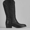 Mujer Barca | Botas Tacon Bajo Tacon 4 Cm Piel Negra