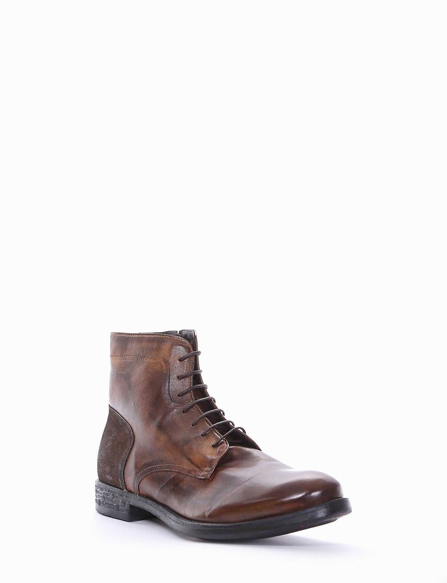 Hombre Barca | Botas Militares Tacon 2 Cm Piel Marron