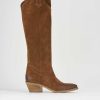 Mujer Barca | Botas Tacon Bajo Tacon 4 Cm Ante Marron