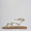 Mujer Barca | Sandalias Tacon Bajo Tacon 1 Cm Piel Oro