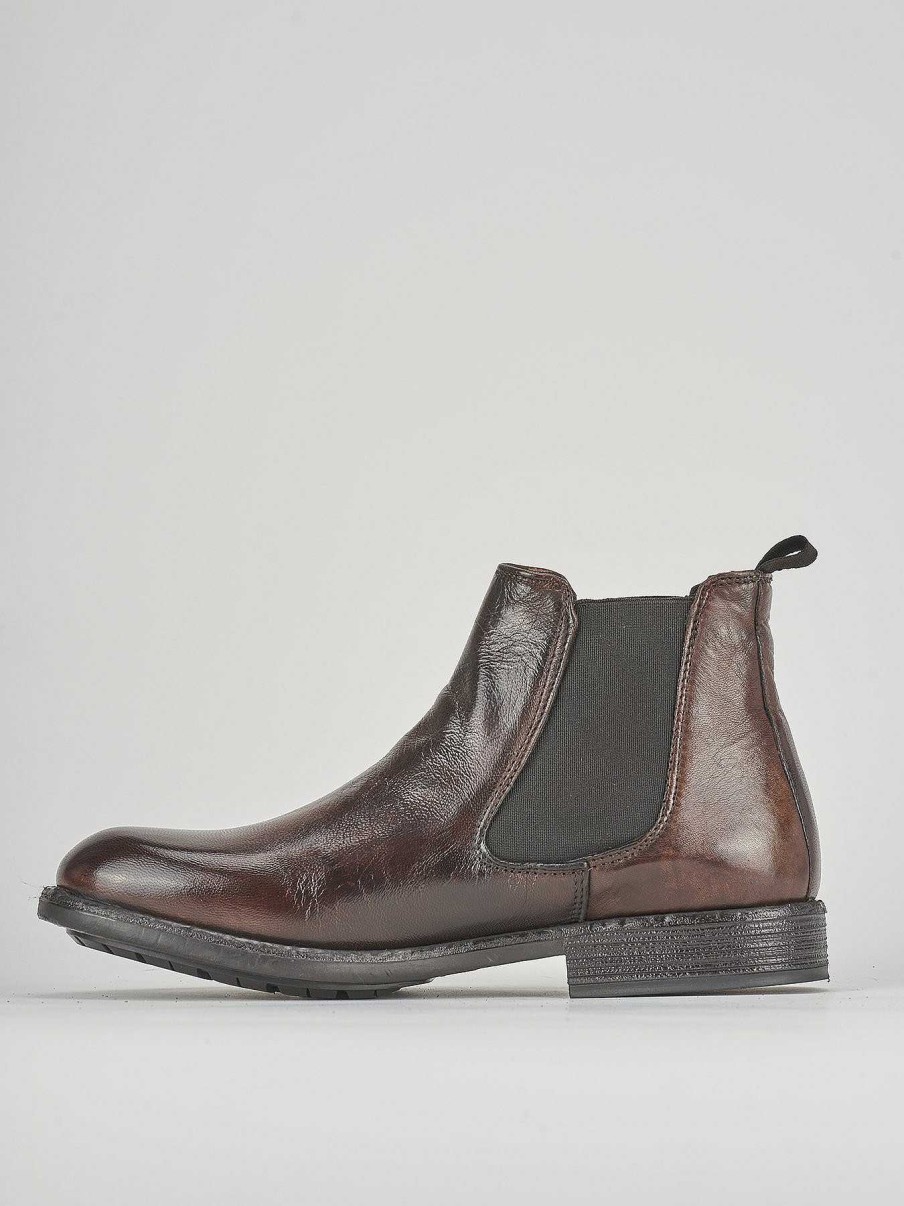 Hombre Barca | Botines Tacon 1 Cm Piel Marron