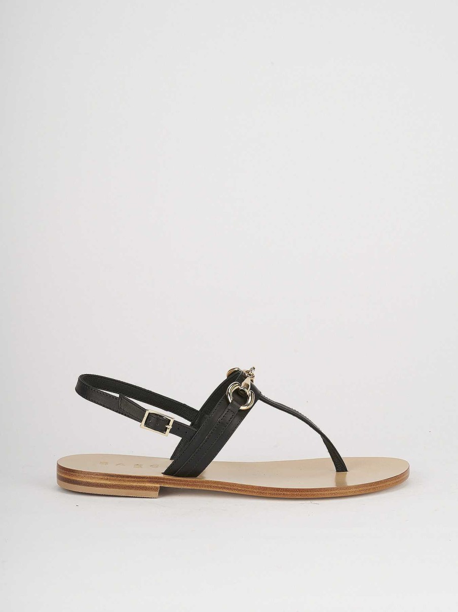 Mujer Barca | Sandalias Tacon Bajo Tacon 1 Cm Piel Negra