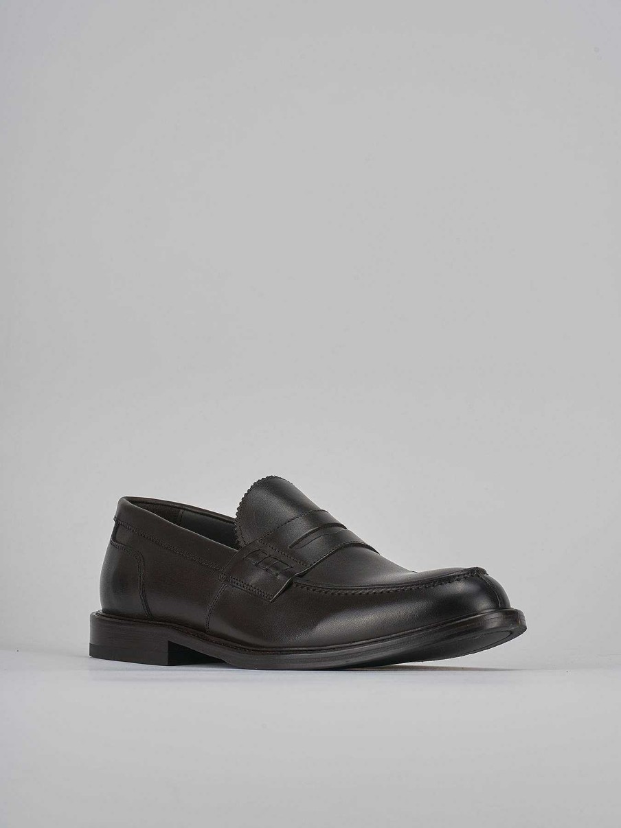 Hombre Barca | Mocasines Piel Marron Oscuro