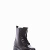 Mujer Barca | Botas Militares Tacon 2 Cm Cuero Negro