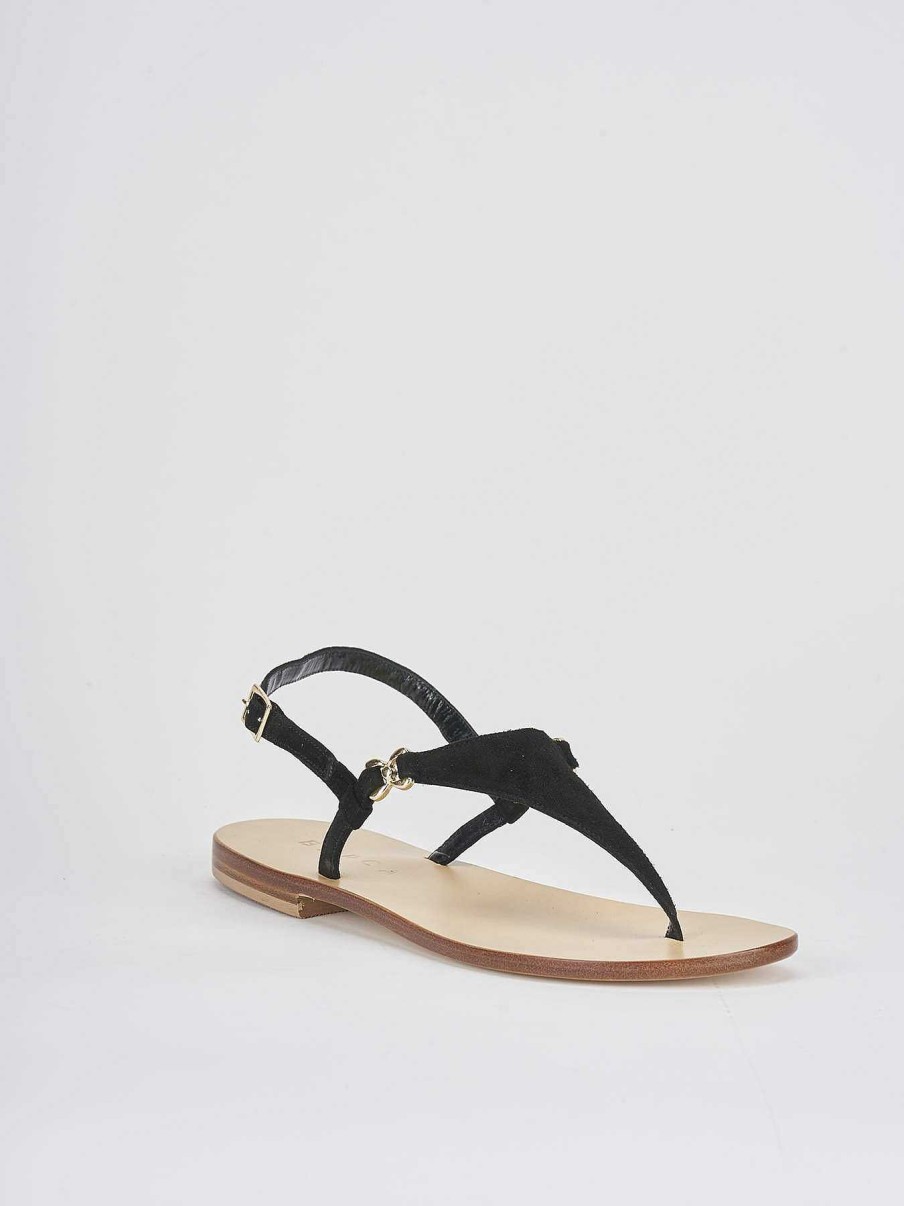 Mujer Barca | Chanclas Tacon 1 Cm Ante Negro