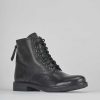 Mujer Barca | Botas Militares Tacon 2 Cm Cuero Negro