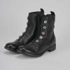 Mujer Barca | Botas Militares Tacon 3 Cm Cuero Negro