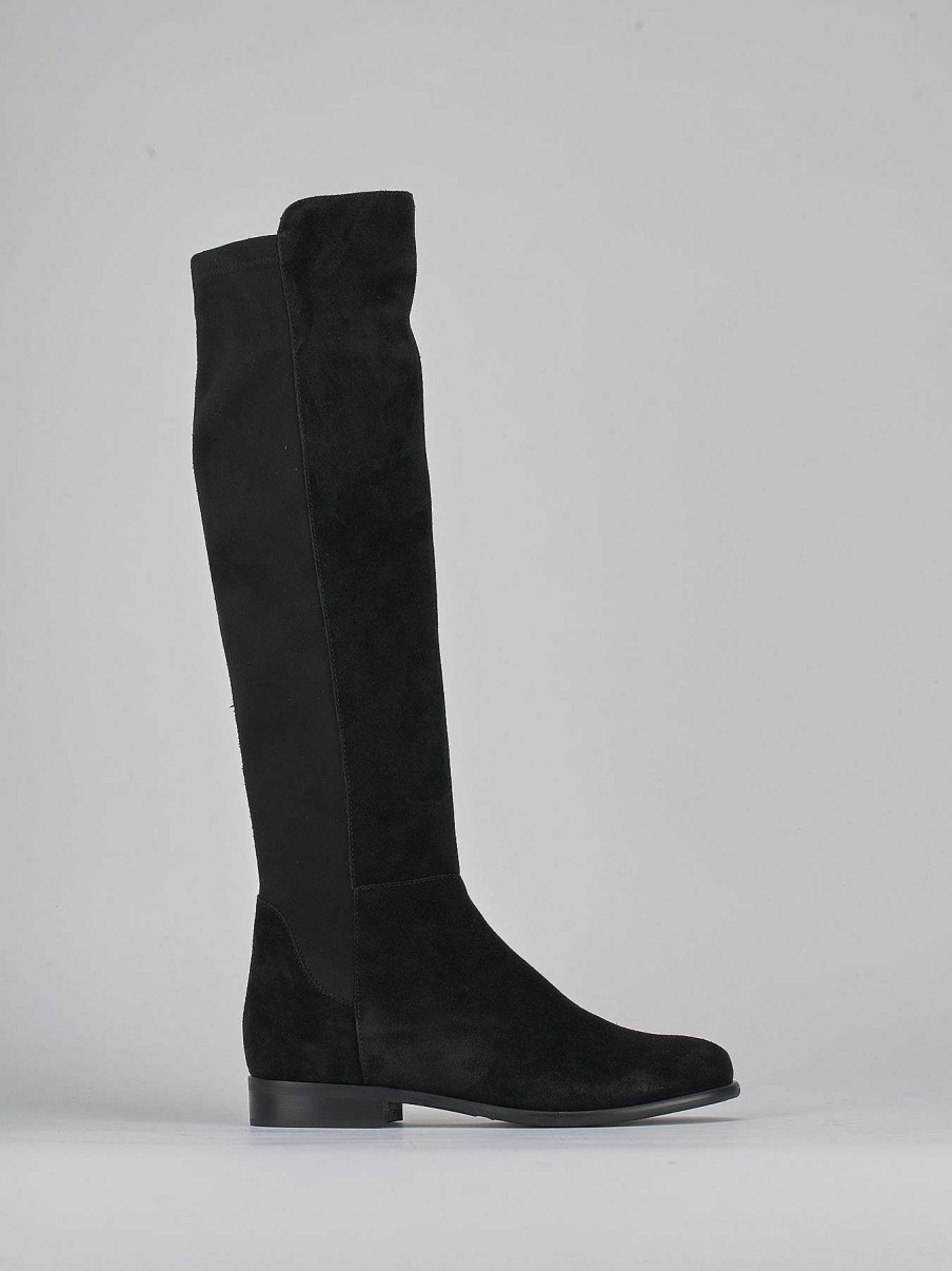 Mujer Barca | Stivali Tacco 2Cm Camoscio Nero