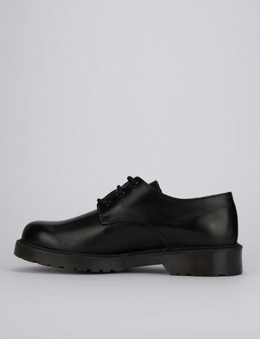 Hombre Barca | Zapatos Con Cordones Tacon 1 Cm Piel Negro