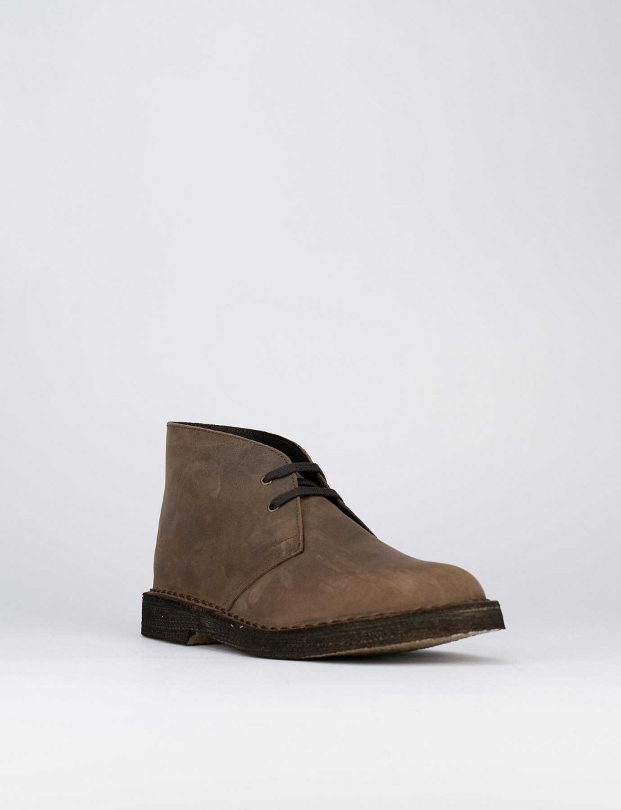 Hombre Barca | Botines Tacon 2 Cm Piel Marron Oscuro