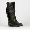 Mujer Barca | Botas Tacon Bajo Tacon 2 Cm Piel Negra